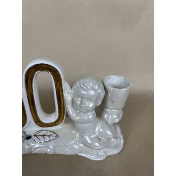 VTG 50 Year Wedding Anniversary Angels Cherubs Candle Holder Korea, Salt &Pepper - Picture 5 of 15